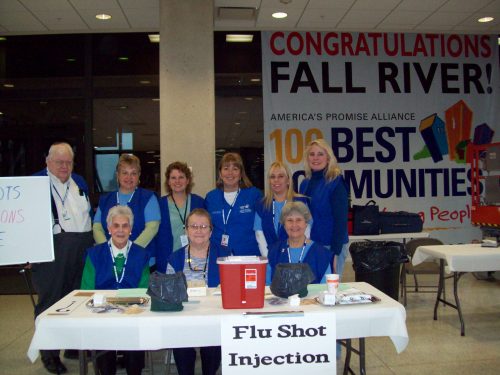 MRC volunteers provide free flu shots.